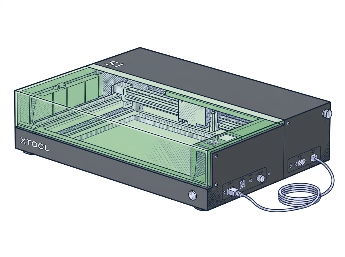 xTool S1 40W Laser Cutter — Laser a diodo (405–460 nm)